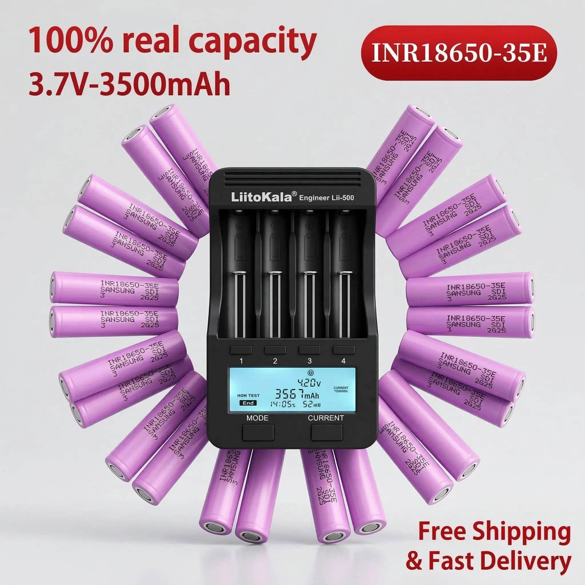 

3.7V 18650 Battery 3500mAh Rechargeable Lithium Battery High Capacity for Flashlight Torch Power Tool Accessories