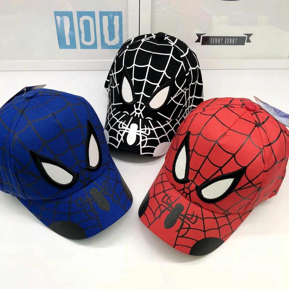 Summer Child Baseball Caps Spider Anime Cosplay Costumes Children's Boys Girls Fabric Cotton Sunproof Caps Accessories 2-8Years