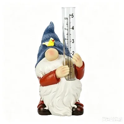Resin gnome rain gauge, dwarf garden design, decorative resin handmade garden ornament, outdoor decoration for yard and patio