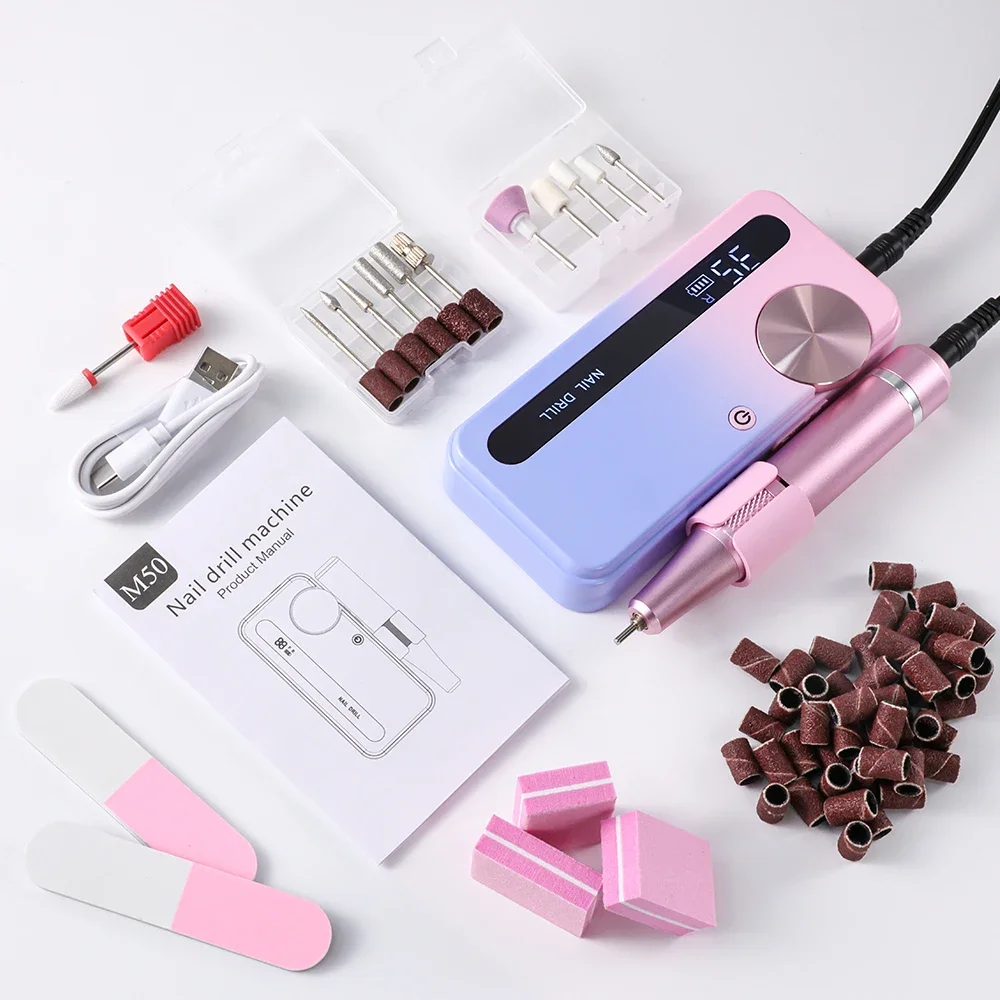 35000rpm profissional elétrica máquina de broca do prego conjunto recarregável kit acessórios arquivo gel lixadeira baixo ruído