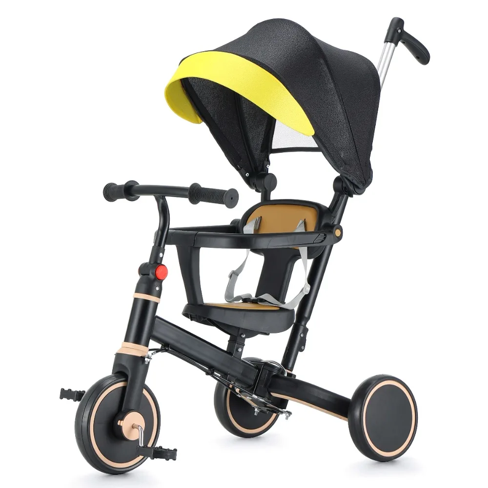 Shining Kids Push Trike with Soft Plastic Canopy Seat Music-Enabled Ride on Style Made in China for 2-4 Year Old Children