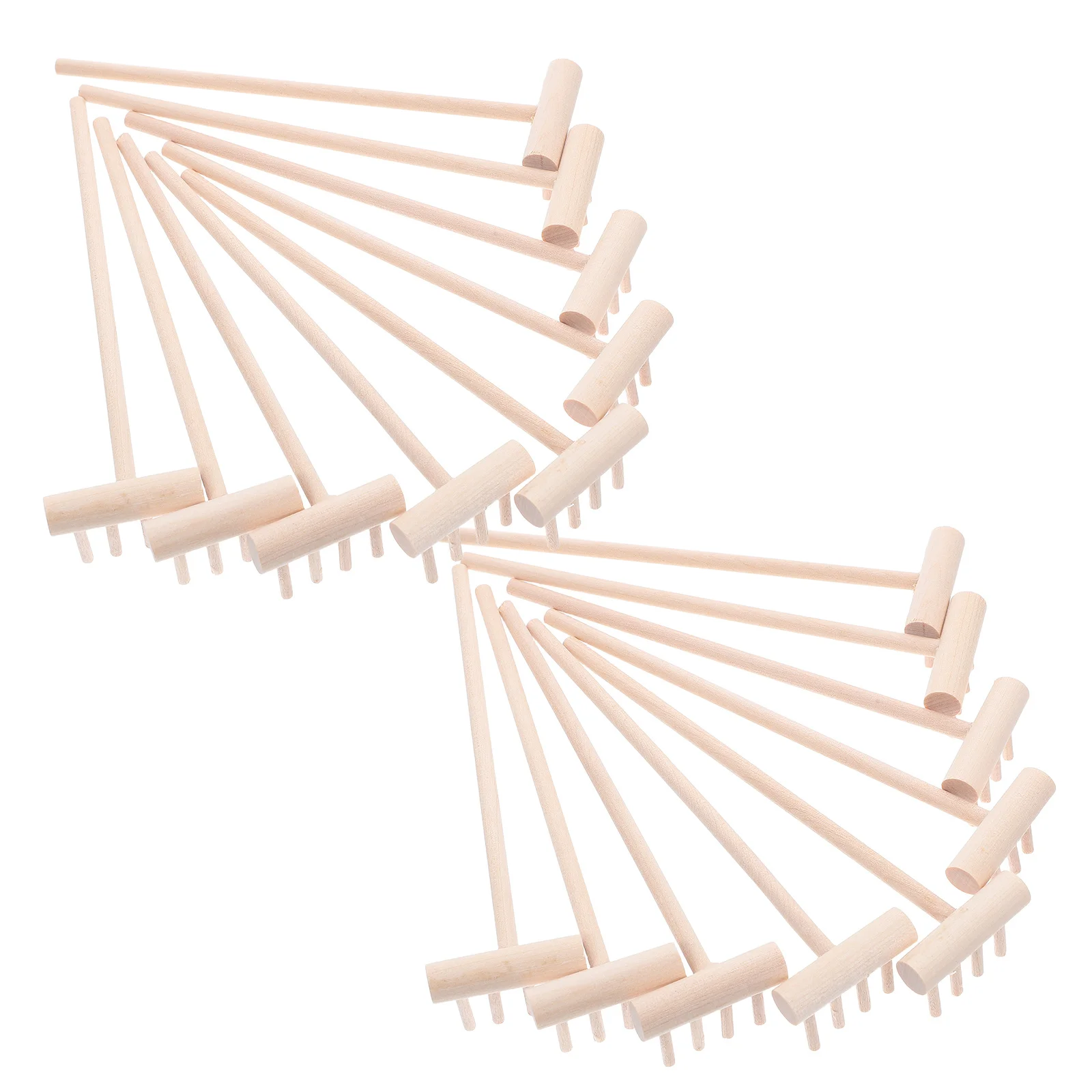 Set di 24 Mini Rastrelli in Legno Naturale per Sabbiera, Attrezzi da Giardino per Pittura su Sabbia, Meditazione Zen, Bonsai e Modellatura del Terreno
