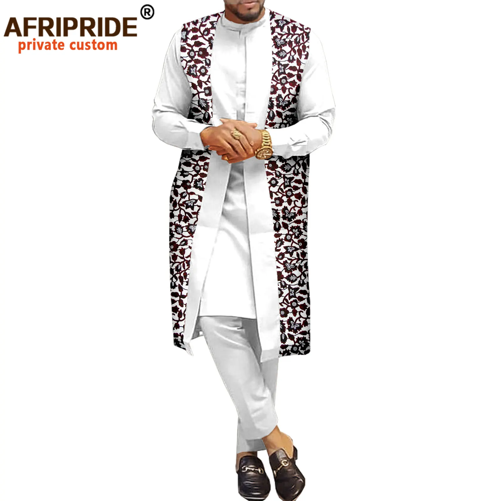 African Traditional Clothing for Men Print Coats Dashiki Shirts and Ankara Pants 3 Piece Set Tribal Outfits Plus Size A2016034