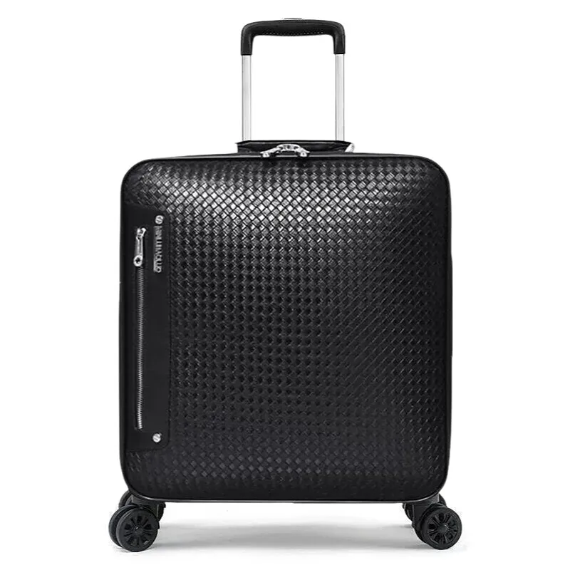 

Luxury 16/20/24 Inch Genuine Leather Suitcase Trolley Men Carry On Luggage with 4 Spinner Wheels, Business Travel Suitcase