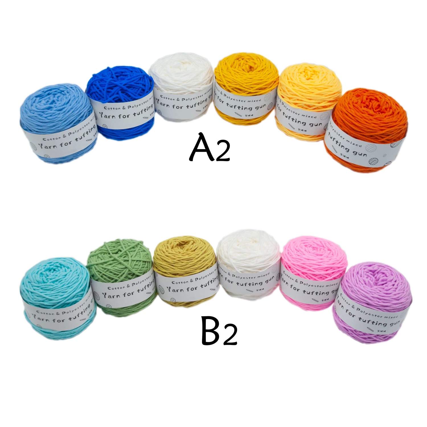 100M/Roll Solid Tufting Yarn 8 Strands 5mm Yarn For Making Rug Cotton Yarn For Tufting Gun Cotton Knitting Yarn 6 Rolls/Set