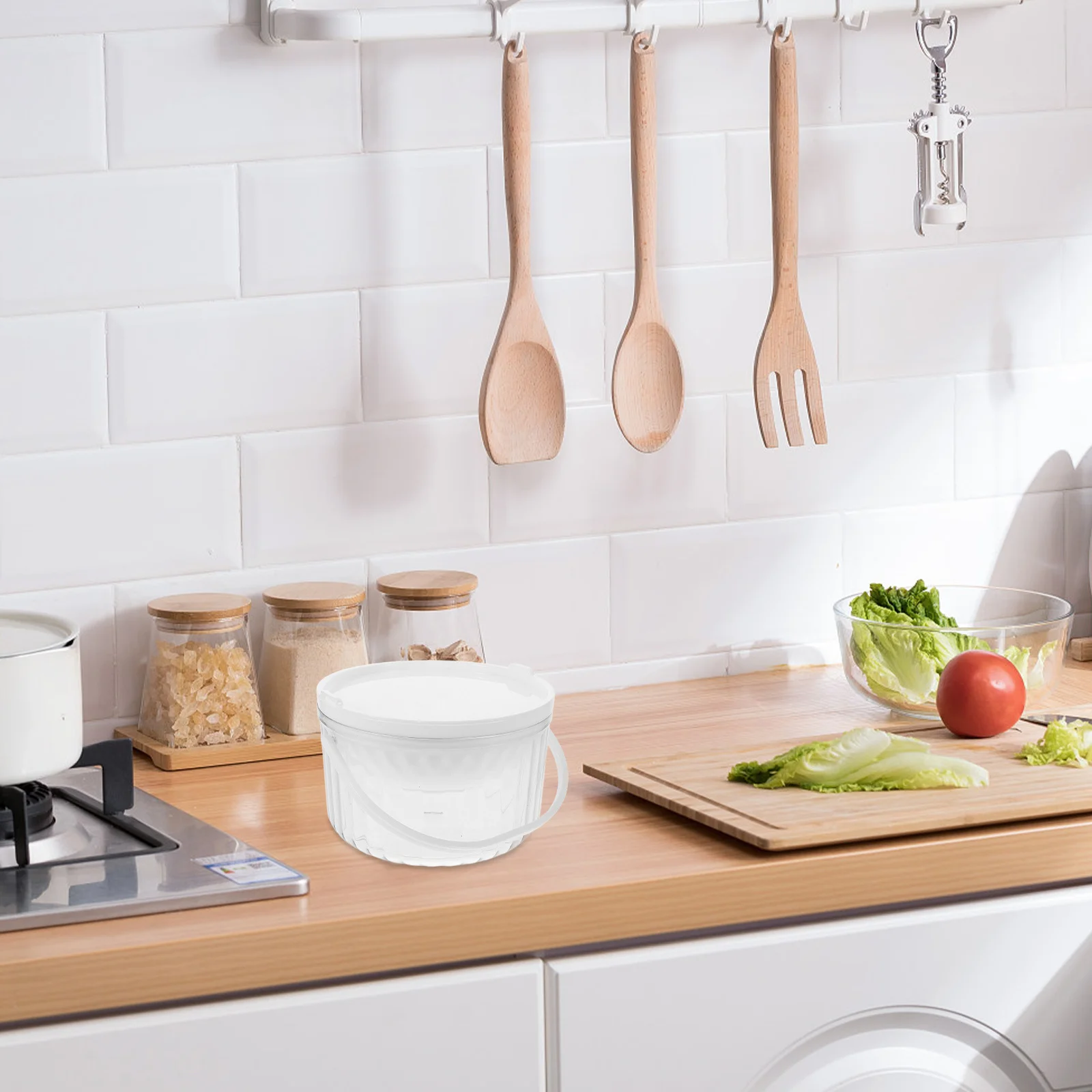 

1pcs Large Plastic Salad Bowl With Lid For Fridge Food Storage Transparent Container Reusable Meal Prep Organizer Bpa