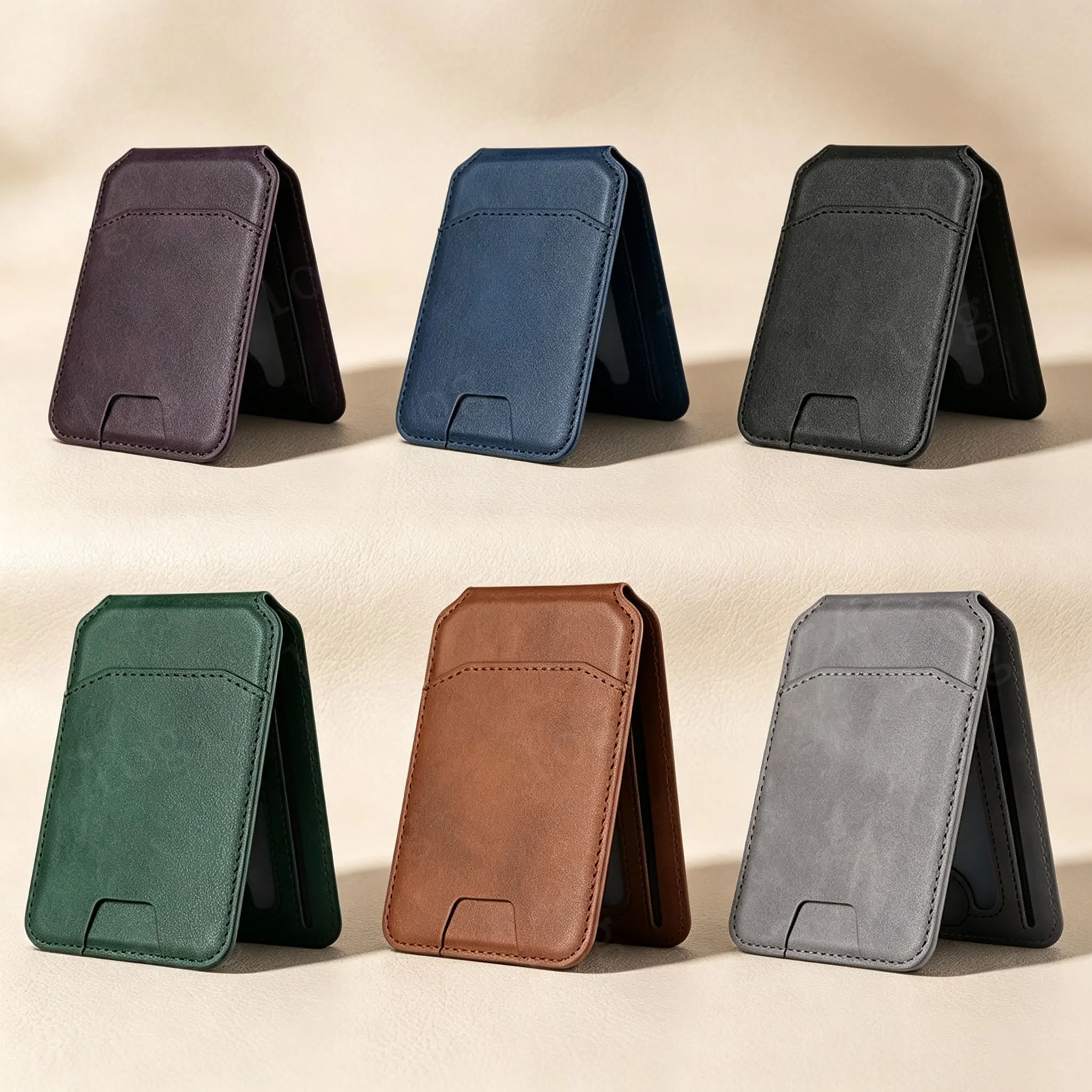 Luxury Magnetic Leather Card Holder Wallet Case for IPhone12-17 Pro Max Samsung Vertical ID Pocket, Shockproof Kickstand Cover