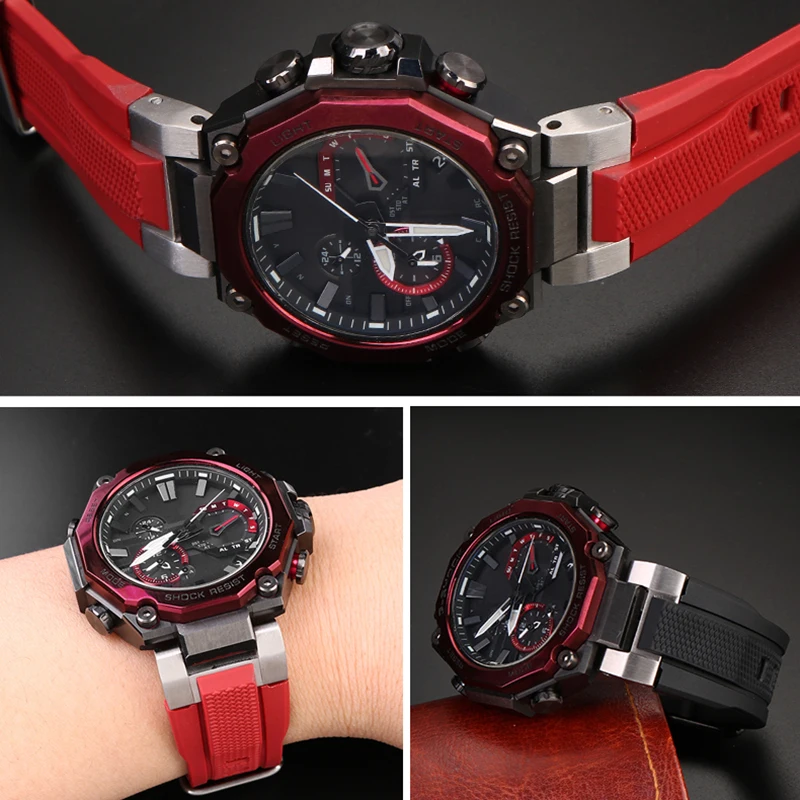 MTG-B2000 حزام ل كاسيو G-SHOCK 5636 MTG-B2000B/BD/YBD أوندد الطيور حزام الساعات سيليكون موصل معدني حزام المطاط سوار