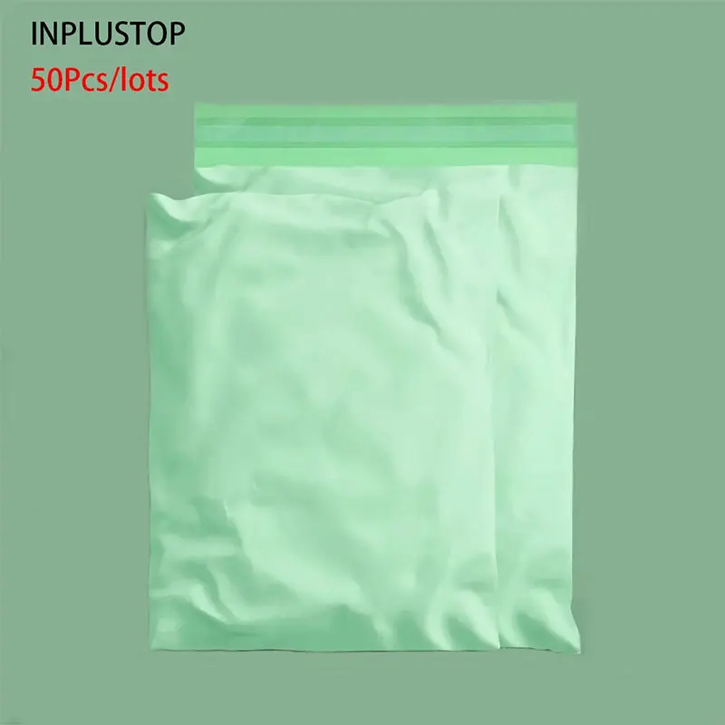 

INPLUSTOP 50Pcs/lots Ecommerce Courier Bags Green Color Compostable Shipping Clothing Bag 100% D2W Biodegradable Express Pouch