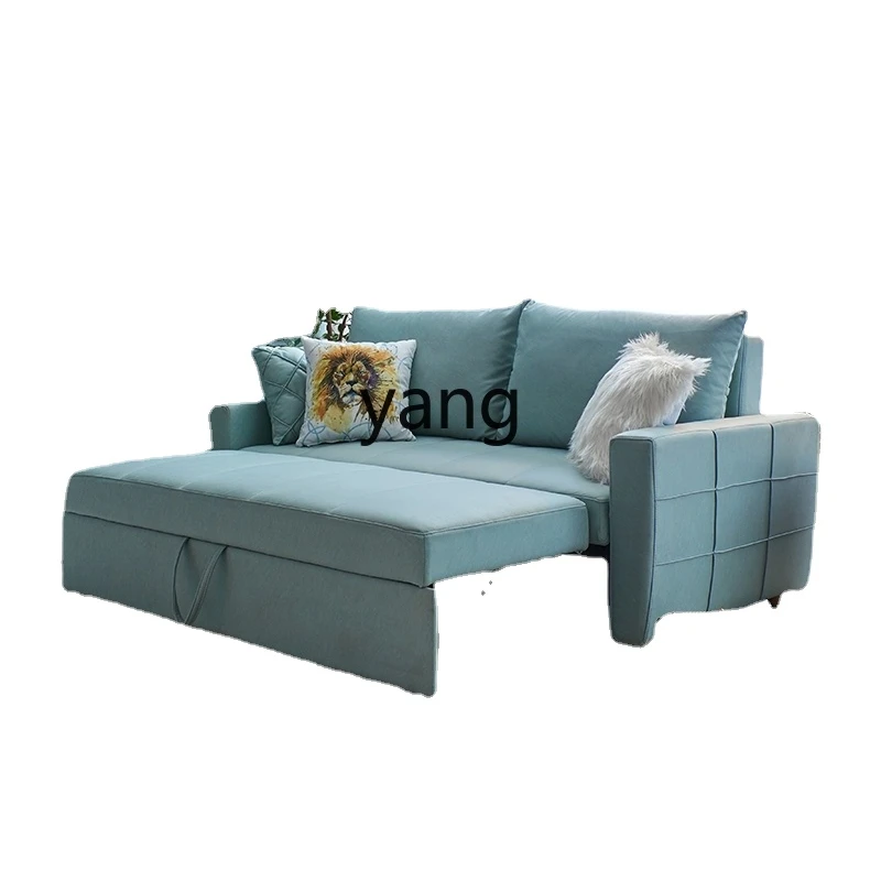 Yjq Multi-Functional Sofa Bed Double-Three Dual-Use Technology Fabric Sofa Modern Minimalist Living Room Furniture