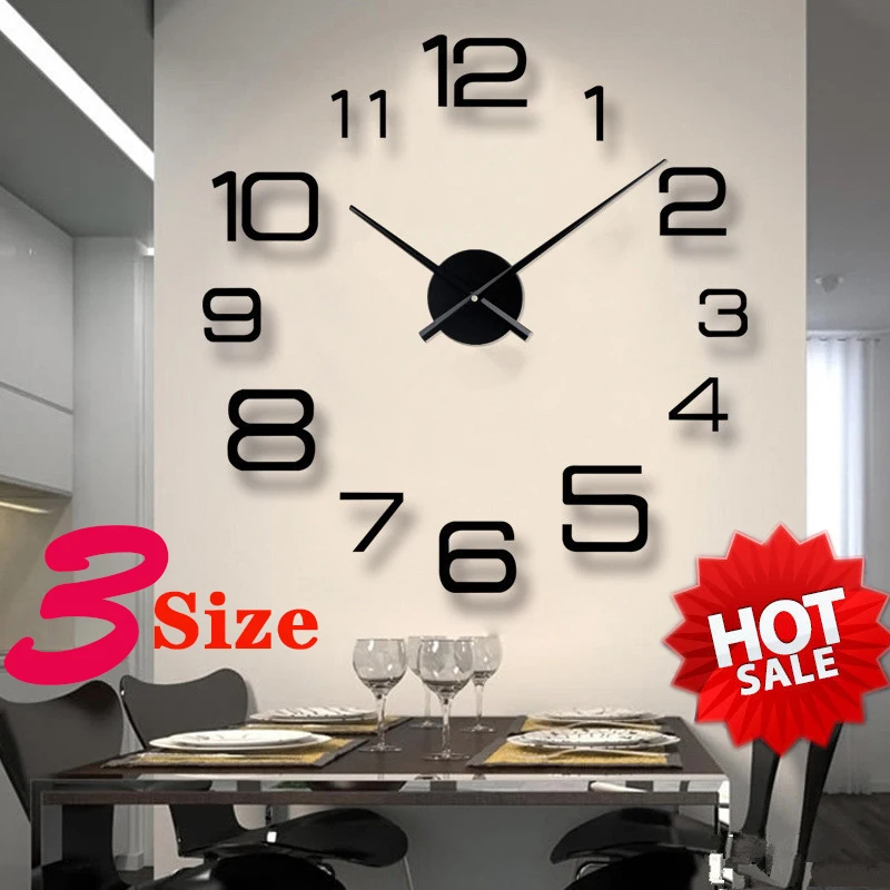 

Hot Unique Acrylic Clock Creative Large 3D DIY Wall Clock Modern Wall Art Home Decorations