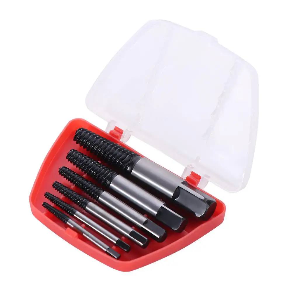 6pcs Non-slip Broken Screw Extractor Efficient Professional Bolt Remover Convenient Carbon Steel Drill Bit Set Valve
