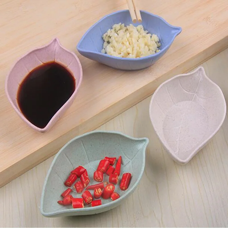 Home Wheat Straw Leaves Seasoning Dish Kitchen Multi-purpose Small Dish Seasoning Sauce Vinegar Tableware Supplies S1411