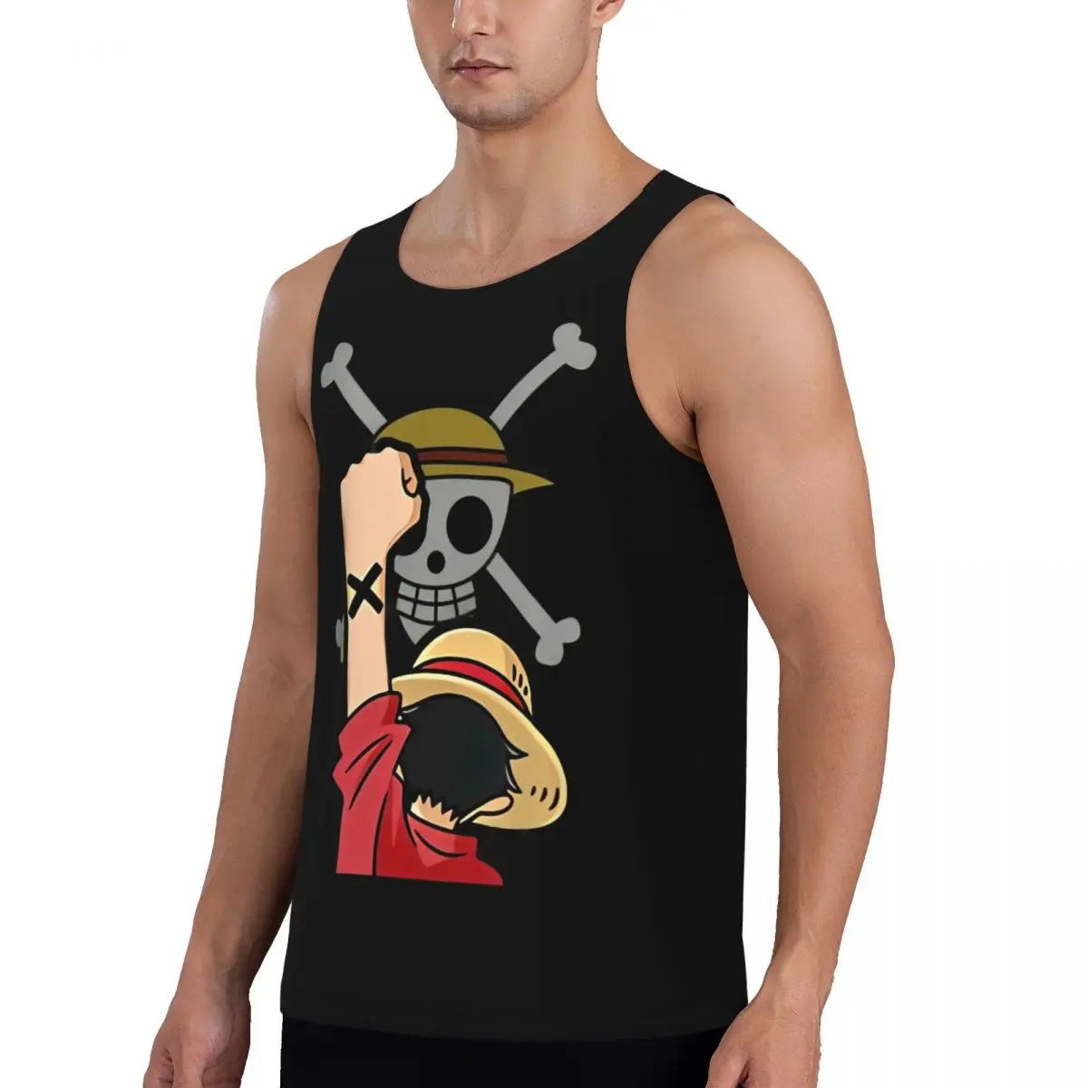 One Piece Monkey D Luffy Anime Graphic Men Gym Sportswear Fitness Singlet Tees Bodybuilding Tank Tops Skull Cycling Vests