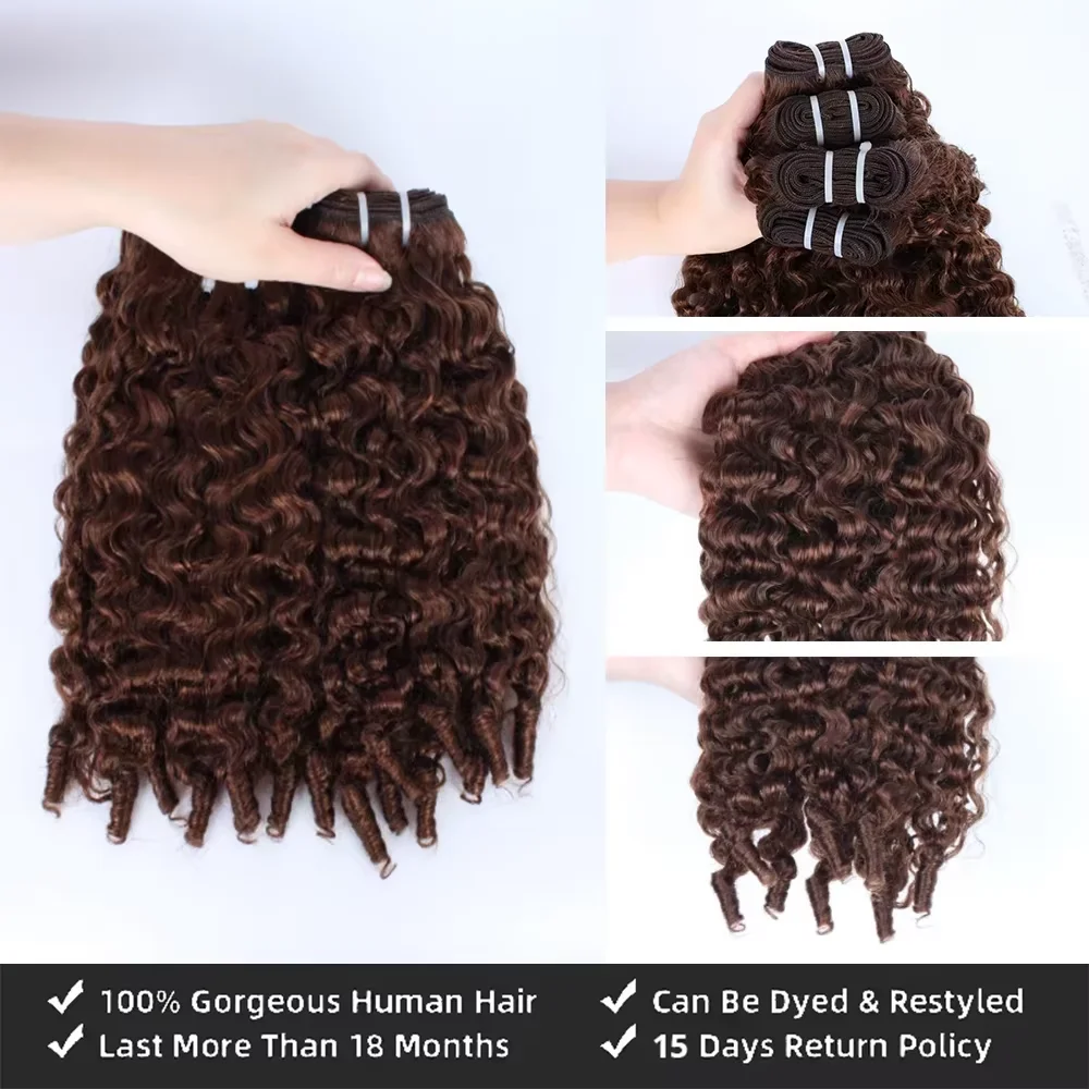 Chocolate Brown 3A 4C Burmese Curly Hair Bundles Raw Hair Bundles Human Hair Extensions Vietnamese Pixie Curly Bundles