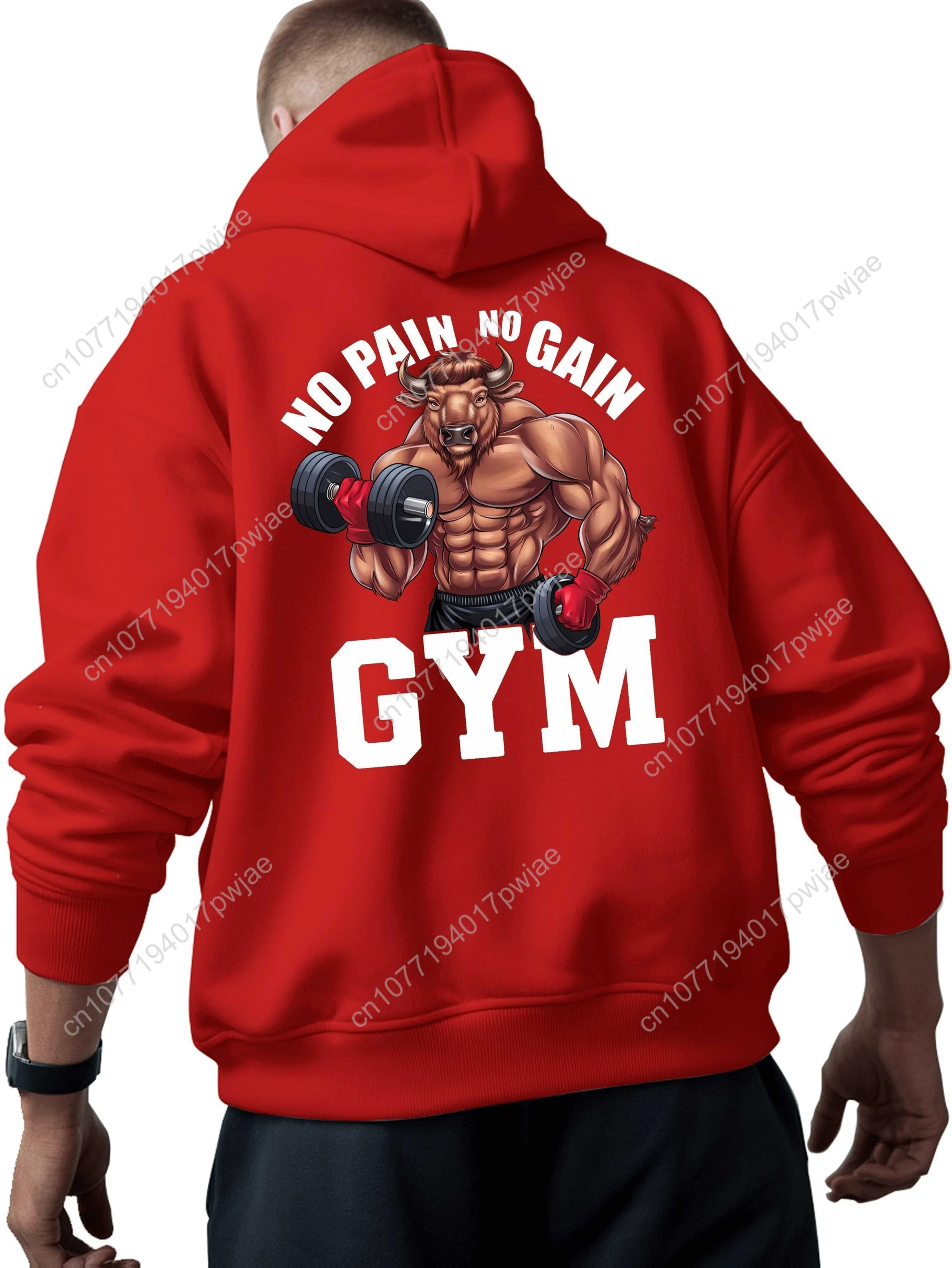 Sweat à capuche pour hommes, sans douleur, sans GAIN GYM, nouveau style de rue cool, imprimé sur le dos, hauts de style gratuit pour automne et hiver, caillot