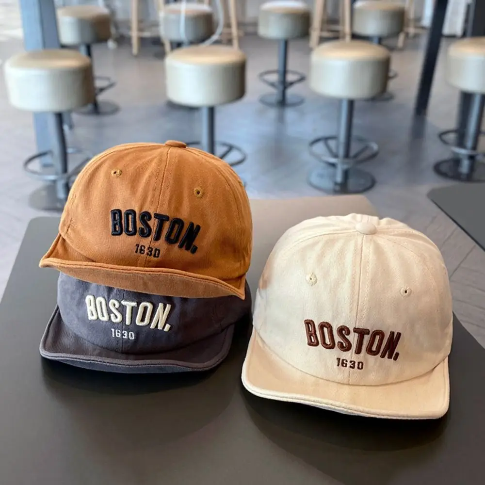 

Soft Embroidery Baby Baseball Hat Short Brim Korean Style Letter Baseball Cap Adjustable Cotton Children's Sunhat Boys Girls