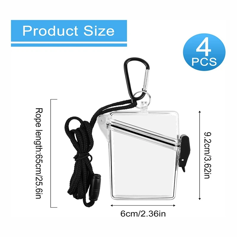 4 Pack Clear Waterproof Card Holder Id Card Holder Case With Lanyard And Keychain