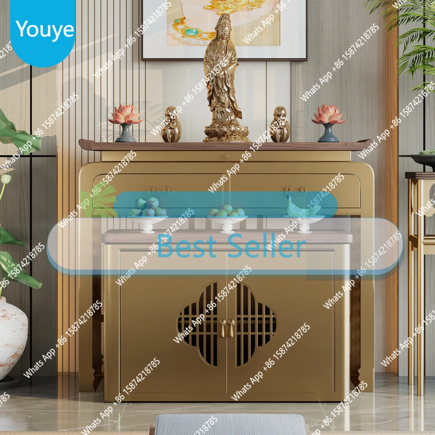 

Oi Modern Table Light Luxury Stainless Steel Drawer Household Incense Case Shentai Guan Gong Table Shentai God Of Wealth Table