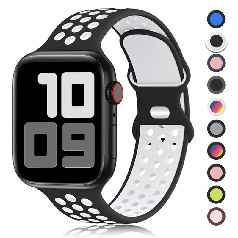 Strap For Apple Watch Band 49mm 44mm 45mm 42mm 41mm 38mm 40mm correa Silicone sports bracelet iwatch 8 SE 7 6 5 Ultra 49mm