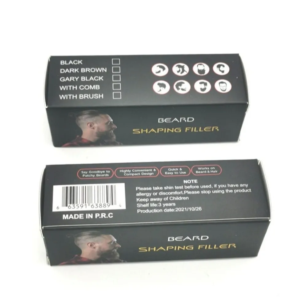 New Waterproof Beard Pen With Brush Reusable Beard Powder Stick Long-Lasting Fullness Repair Beard Filler Pencil For Men