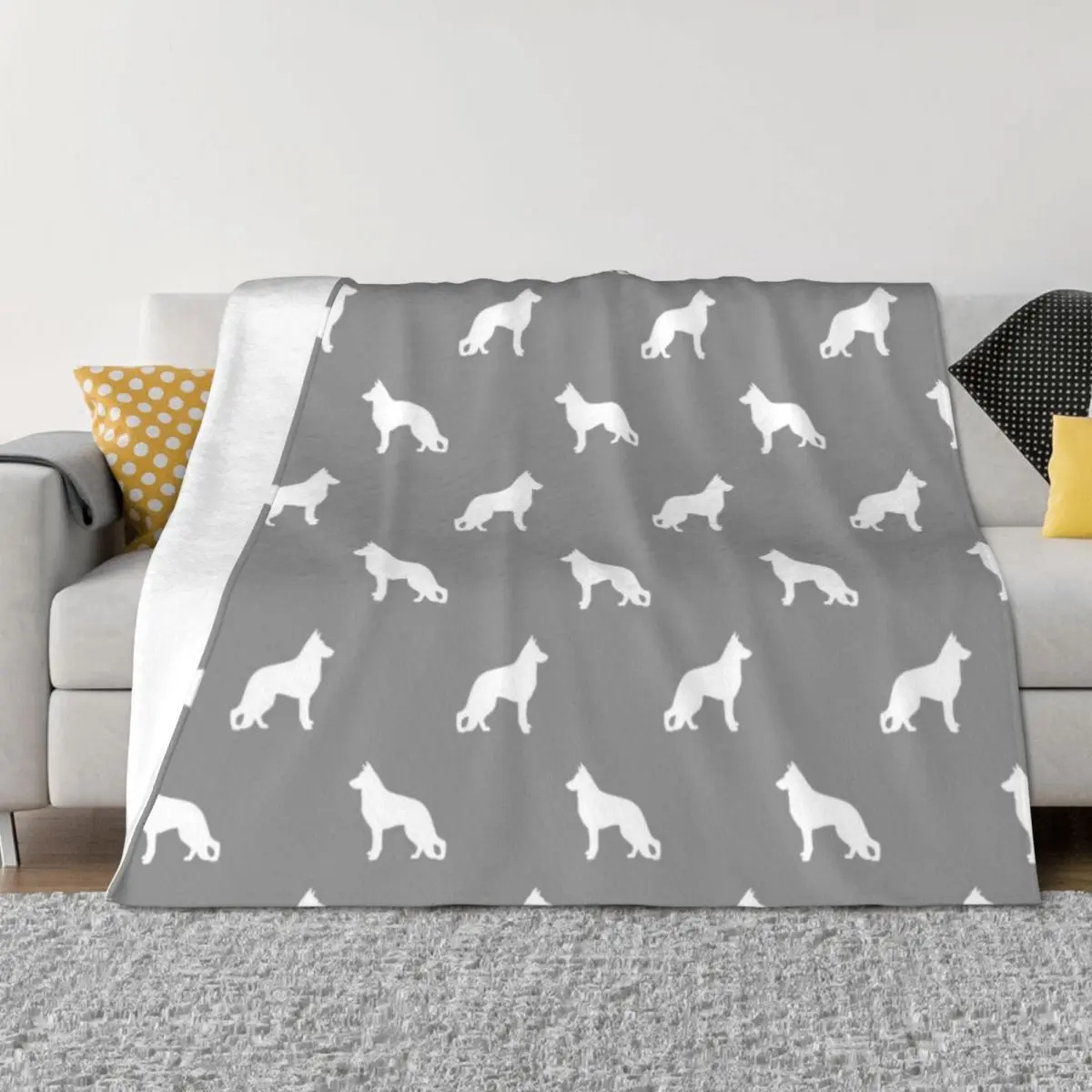 

White German Shepherd Dog Silhouette Throw Blanket Camping Thermals For Travel Blankets Sofas Of Decoration for sofa Blankets