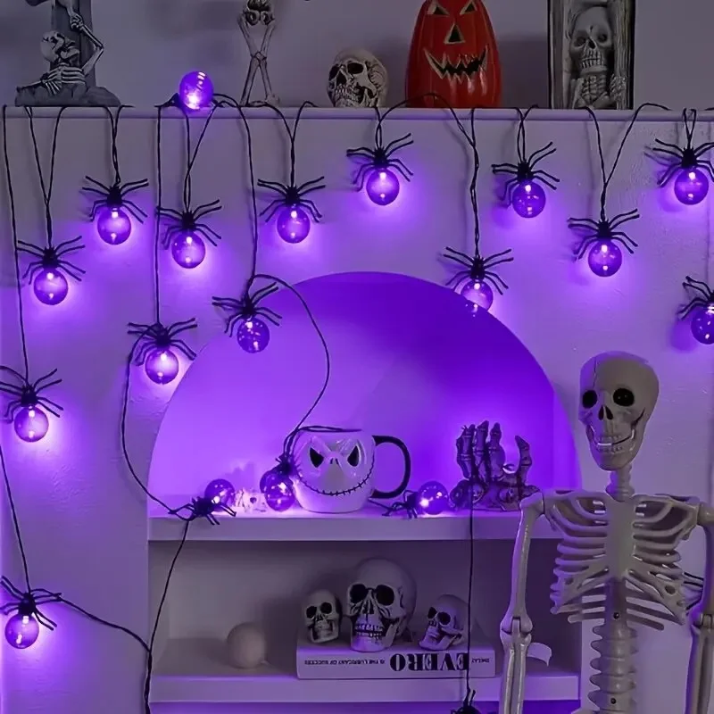 Halloween Spider String Lights 10LED Fairy Light Waterproof Globe Bulb Lamp Indoor Outdoor Party Home Decorations