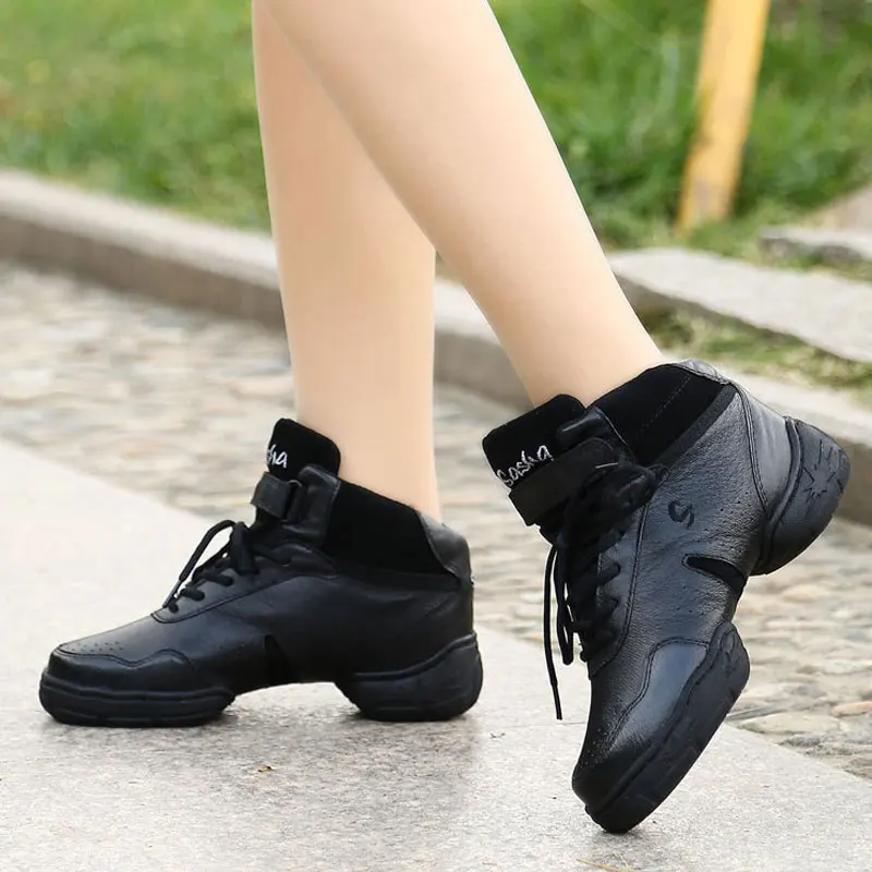 Jazz Shoes Women Men Dance Sneakers Cowhide Genuine Leather Plus Size 45 Modern Hip-hop Man Woman Sports Ballroom Dance Shoes