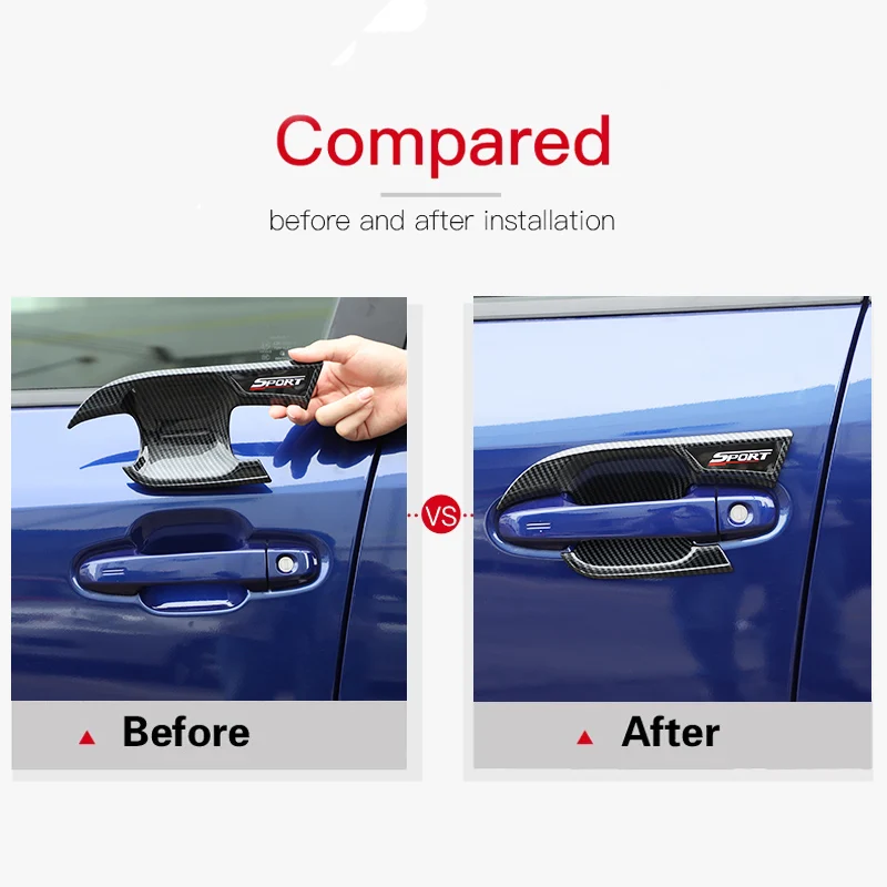 Car Outer Door Bowl Protective Trim Cover Sticker for Subaru Crosstrek 2023 2024 LHD ABS Carbon Fiber Trim Accessories