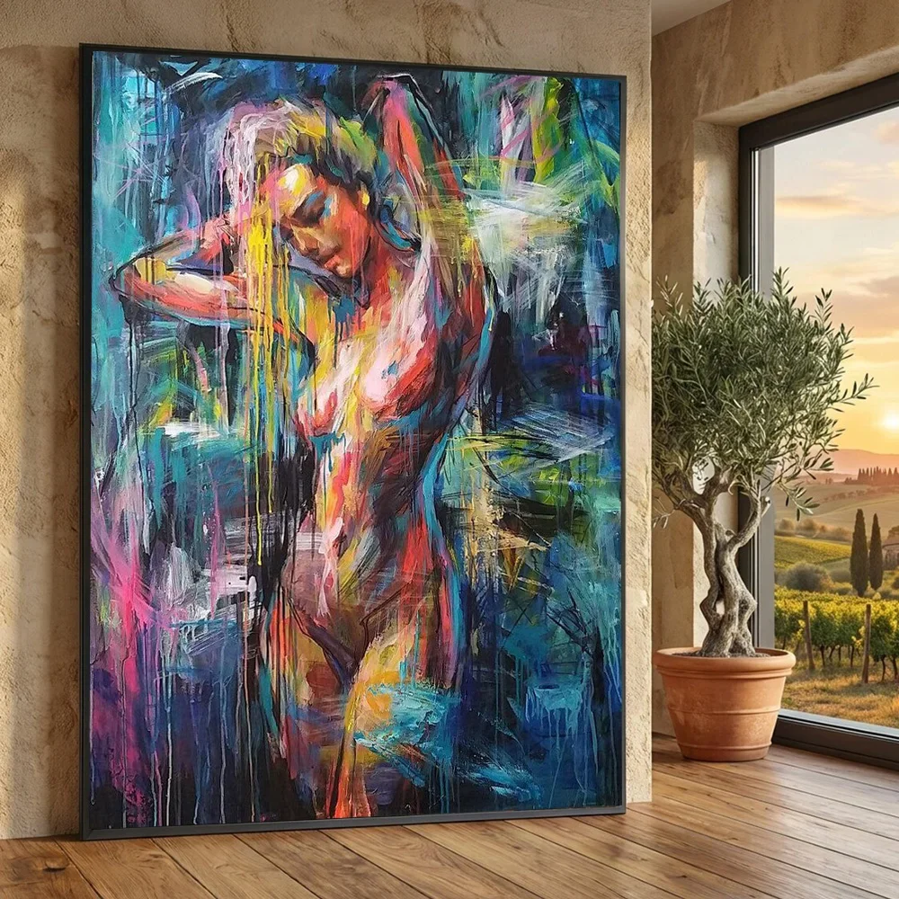 Abstract Wall Art Sexy Woman Body Poster Print For Living Room Home Decor Naked Woman Colorful Canvas Painting Home Decor