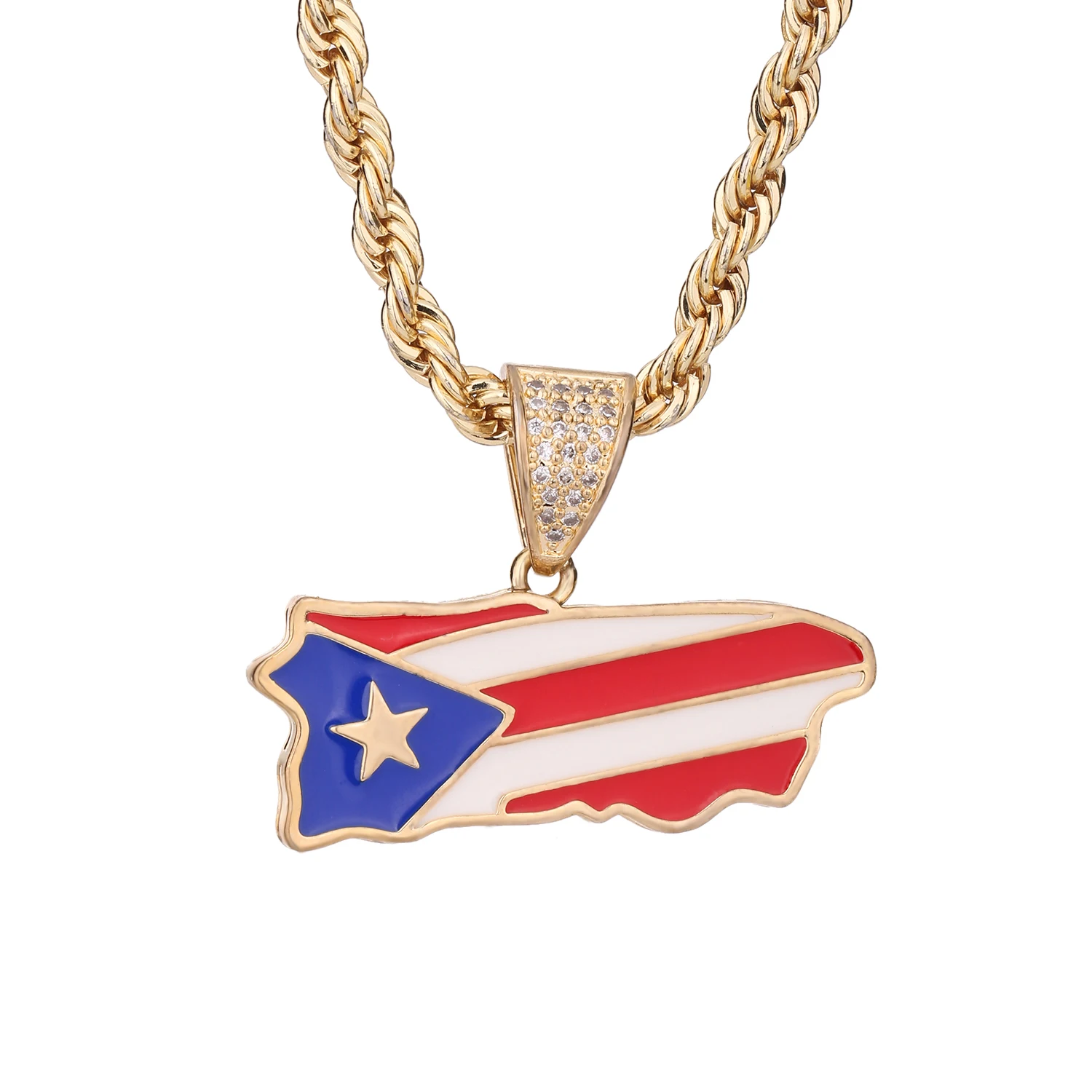 New popular Puerto Rican flag, niche design, charm jewelry, making women's and children's jewelry necklaces