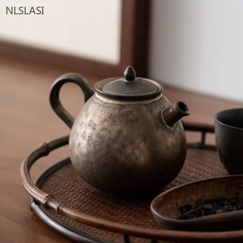 260ml Japanese Coarse Pottery Teapot Retro Ceramic Beauty Tea Pot Handmade Filter Tea Infuser Chinese Teaware Accessories