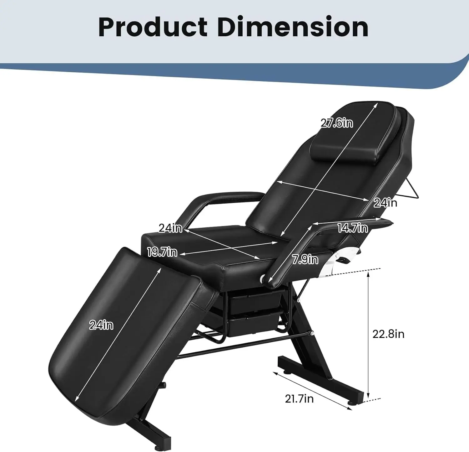 

Massage Salon Tattoo Bed with Beauty Basket,Professional Massage Bed 3 Fold Height Adjustable for Spa Salon Facial Lash Tattoo