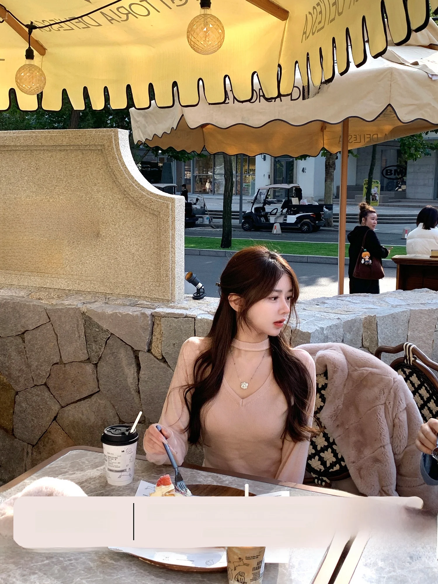 

Sweet Sle Knitted Wool Ne Hanging Ne Top for Girls Sve Long V-ne Regular Length Pure Color Inner Wear Winter New A...