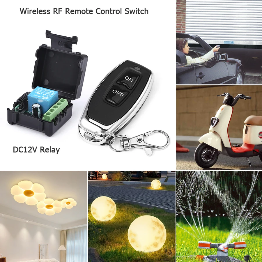 433MHz Wireless Switch DC 12V 1CH 10A Relay Receiver DIY Module ON OFF RF Transmitter Remote Control for Curtain Garage Door