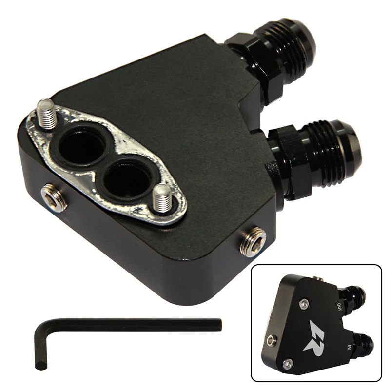 Adapter chłodnicy oleju LR FilterI Fit AN10 GM do silników Corvette C5 C6 C7 LS1 LS2 LS3 LS6 Gen IV LSX VE HSV czarny/srebrny — zdjęcie 4