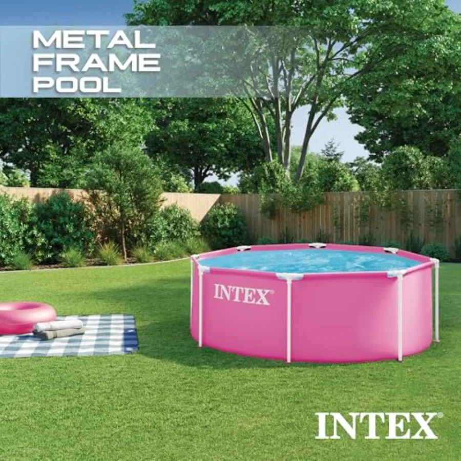 Metal Frame 8Feet x 30in Above G Swimming Pool, Pink