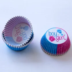 Fodere per Muffin Cupcake rosa blu da 100 pezzi per forniture per feste di rivelazione di genere decorazioni per Baby Shower per una festa di genere per ragazzo o ragazza