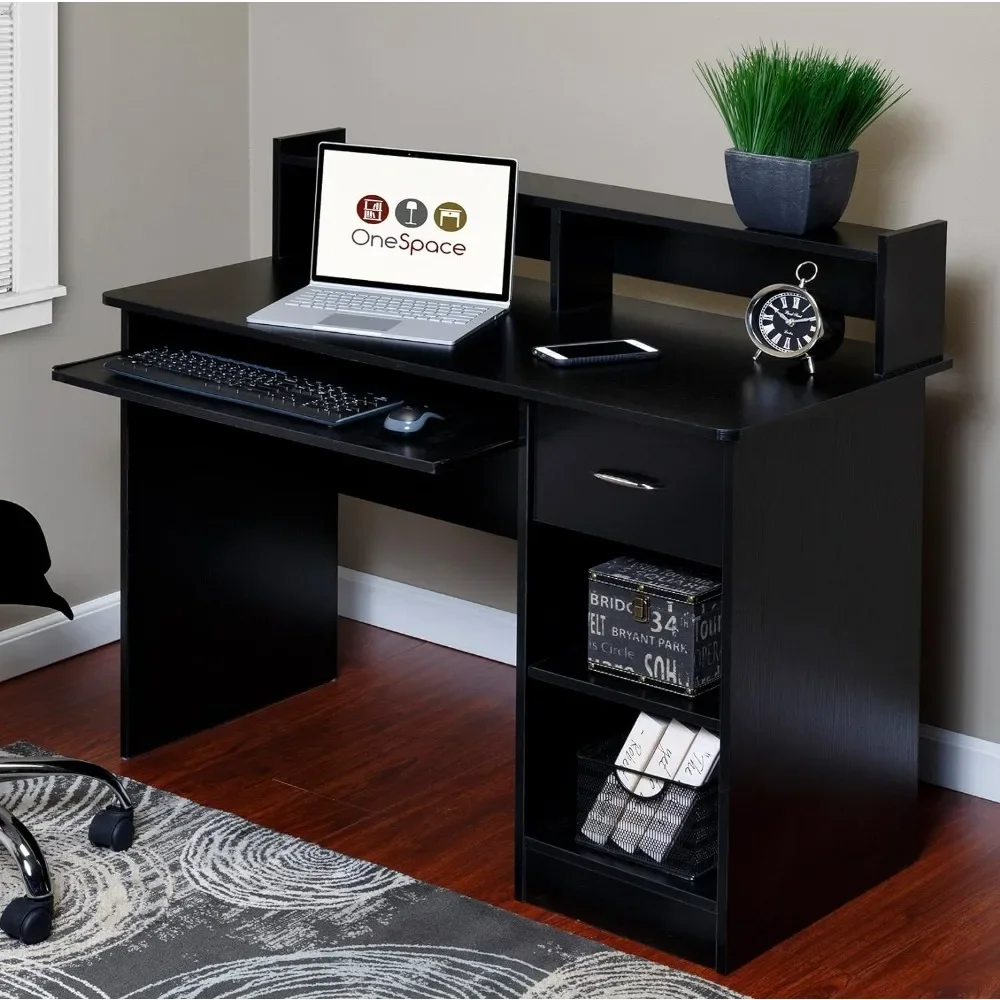 

Computer Desk Reception Counter Desk Hutch With Pull-Out Keyboard Black Furniture Tables Shop Front Office