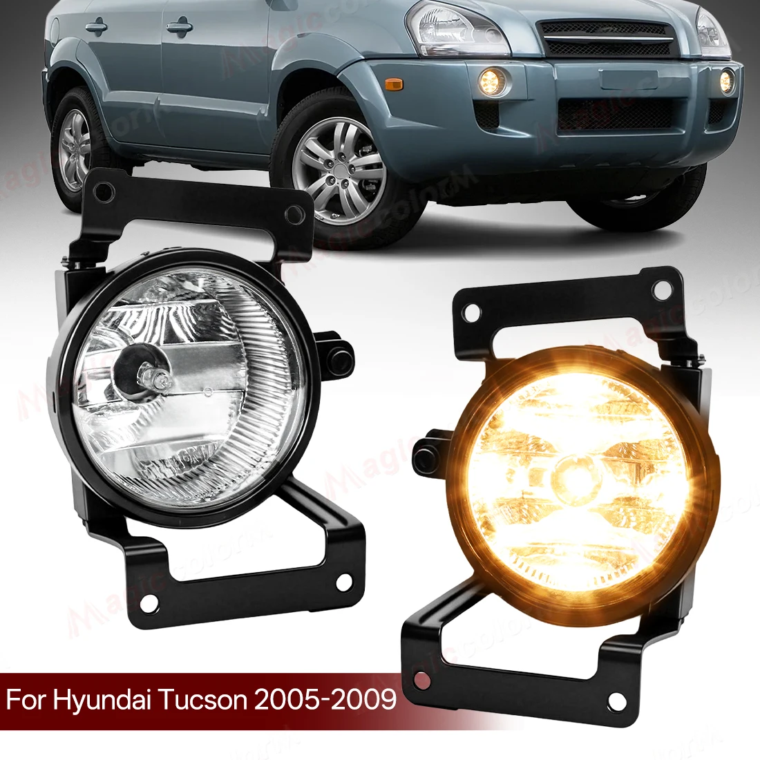 

For Hyundai Tucson 2005 2006 2007 2008 2009 Fog Lamps Car Halogen Foglights DRL Daytime Running Lights Front Bumper Headlights