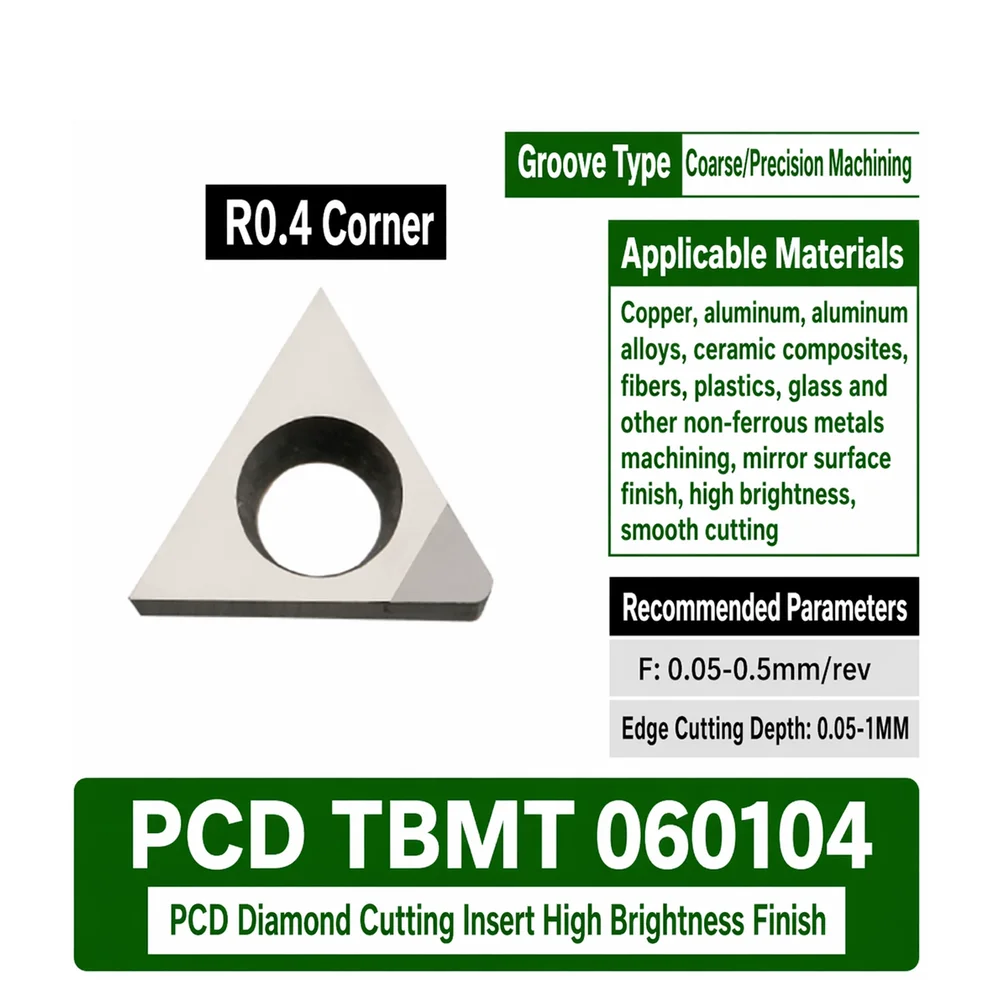 PCD TBMTO Diamond Insert R0.2-0.4 CNC Lathe Tool for Aluminum Copper Mirror Finish High Gloss Turning Insert