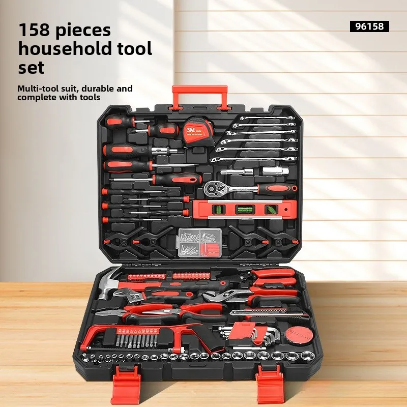 

Cross-border boutique hot sale 158 pcs household tool set manual combination tool box gift set factory direct sales