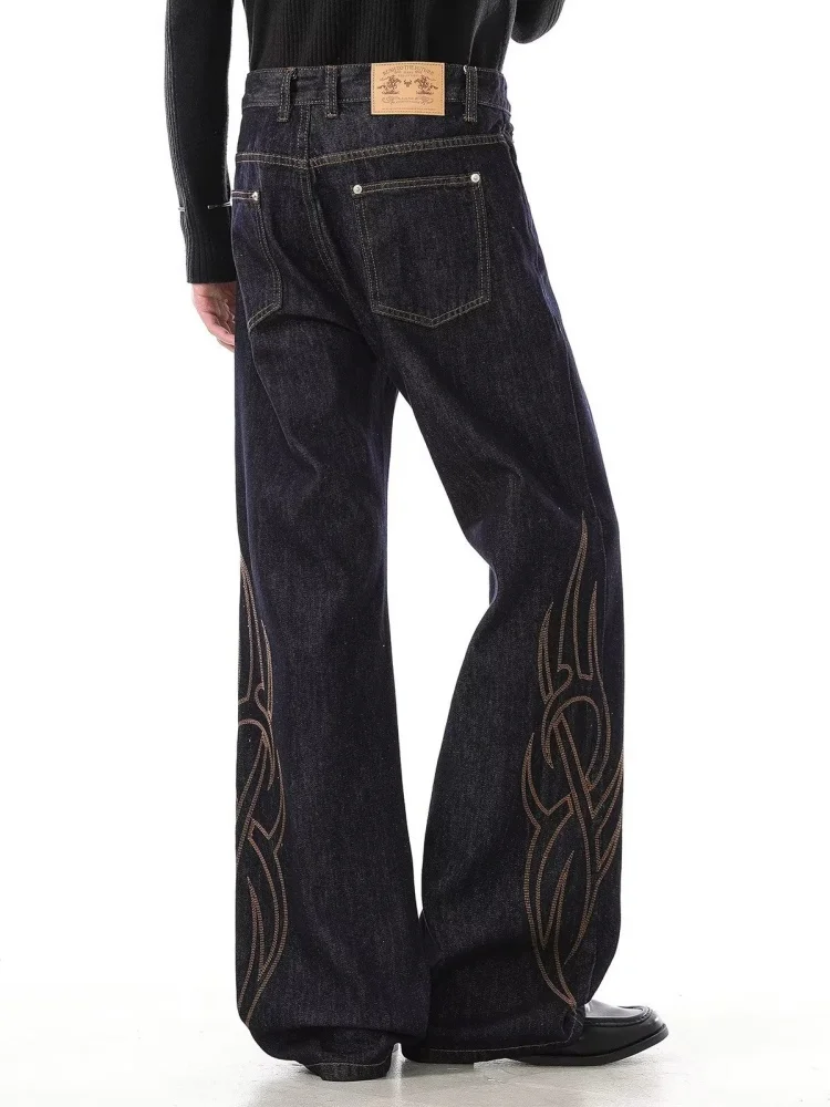 2026 Cyber Y2K Streetwear Totem Embroidery Black Baggy Women's Jeans Pants For Woman Clothing Straight Gothic Lady Long Trousers