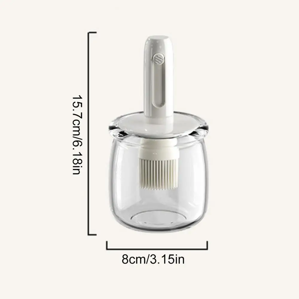 Cooking Oil Applicator Silicone Basting Brush Glass Oil Bottle with Silicone Brush Oil Dispenser Pot Wide Mouth for Barbecue