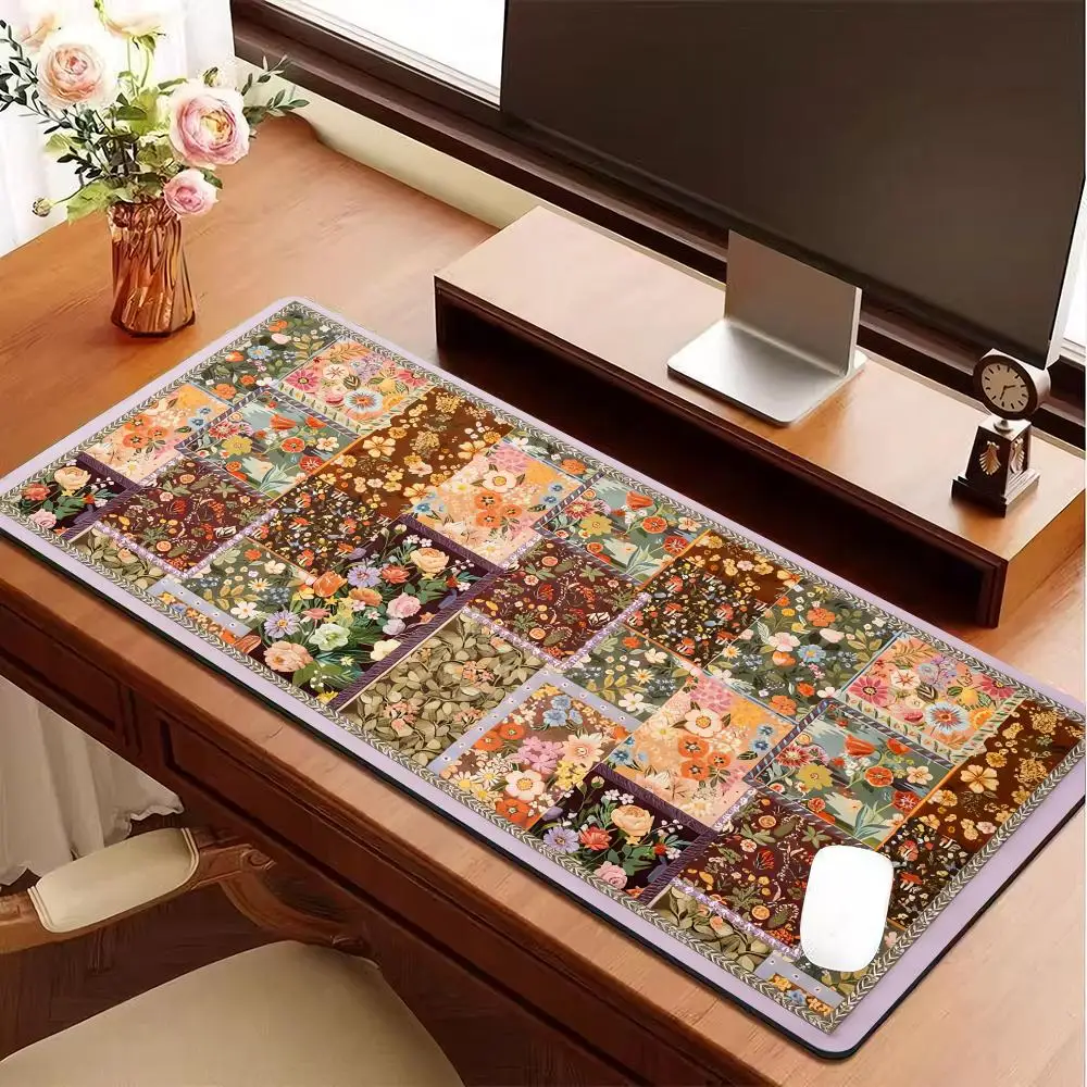 Vintage Flowers And Plants Mouse Pad Gaming XL Custom Mousepad XXL Carpet Soft Office Natural Rubber Desktop Mouse Pad Table Mat