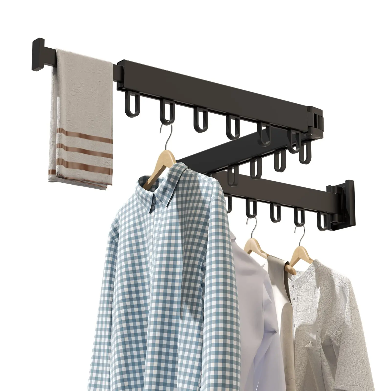 

Clothes Drying Rack, Retractable Collapsible, Tri Folding Space Saver, Wall Mounted Drying Rack for Laundry Room, Bathroom