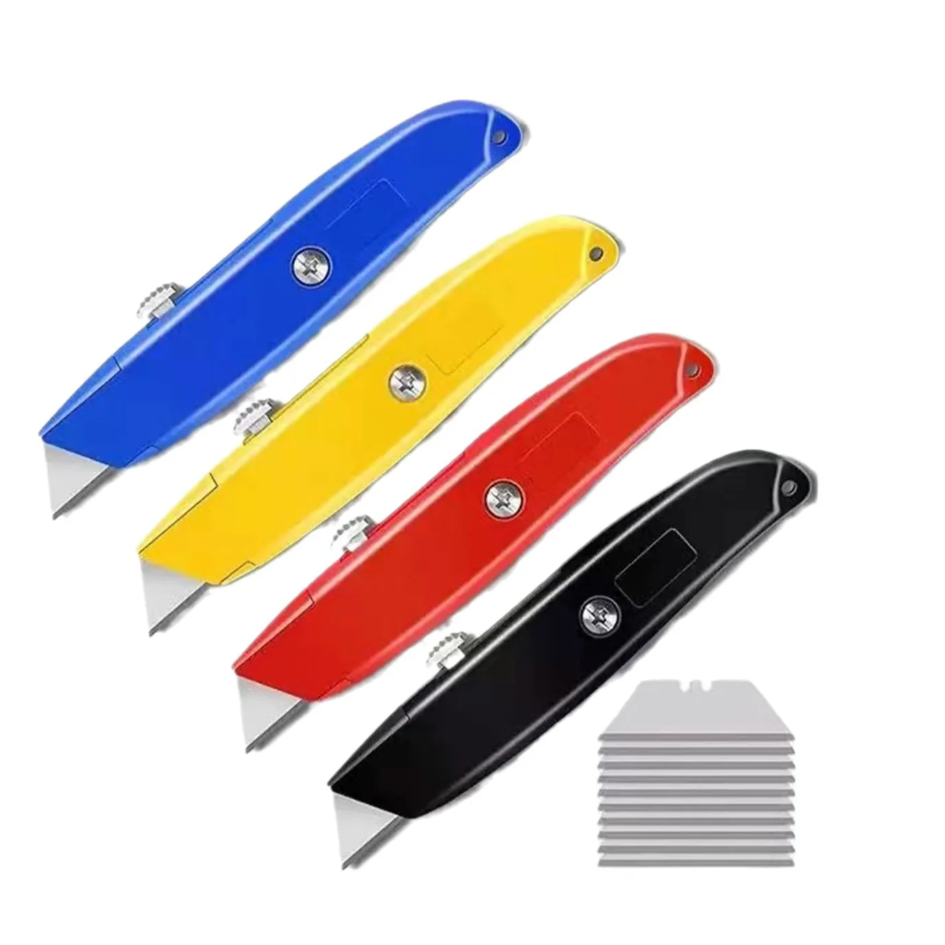 Utility Knife,Heavy Duty Aluminum Alloy Retractable Box Cutter,  Carton Opener Pocket knife Razor Fixed Blade Utility Knives