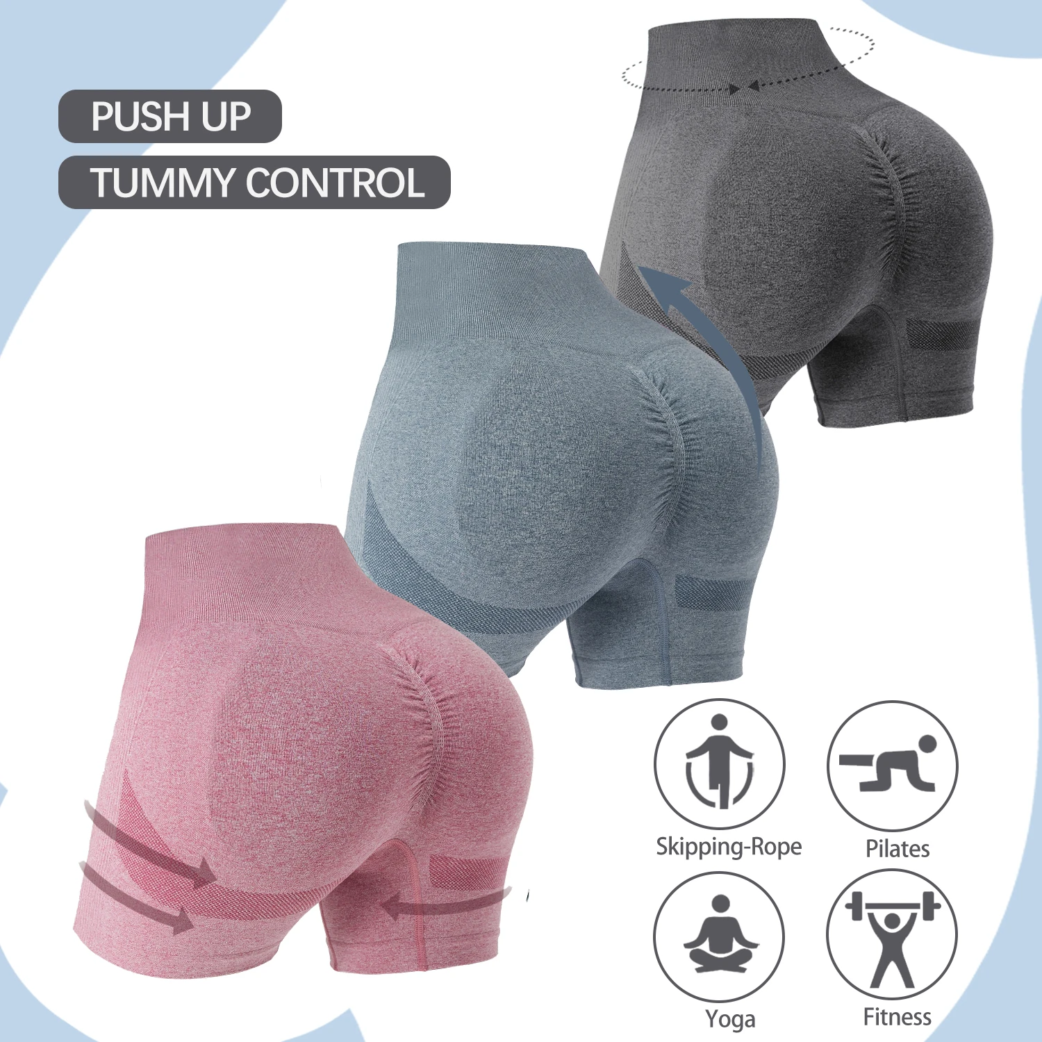 Summer Seamless Scrunch Butt High Waist Sports Shorts Yoga Basic Stretch Gym Running Short Pants Streetwear