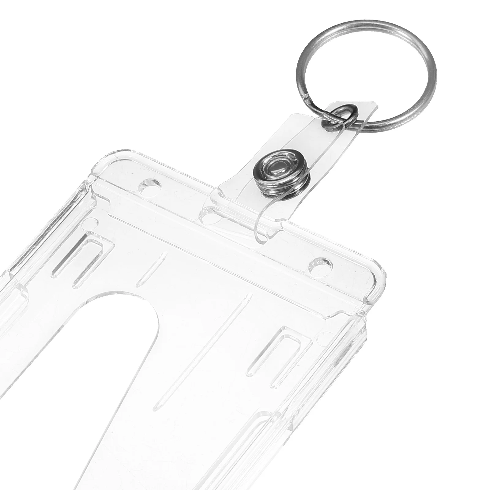 

6 ID Card Holders Thumb Slot Keyring Business Credit Cards Storage Portable Card Protector Badge Accessories