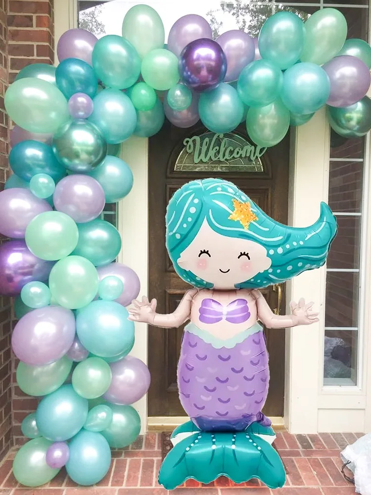 1 Stück stehende Meerjungfrauen-Ballons für Geburtstagsfeier-Atmosphäre, Innen-/Außendekoration, Meerjungfrauen-Partydekoration – Detail 3